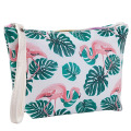 Fashion Full Colored Digital Printing Pouch Flamingo Pink Color Cosmetic Makeup Bag